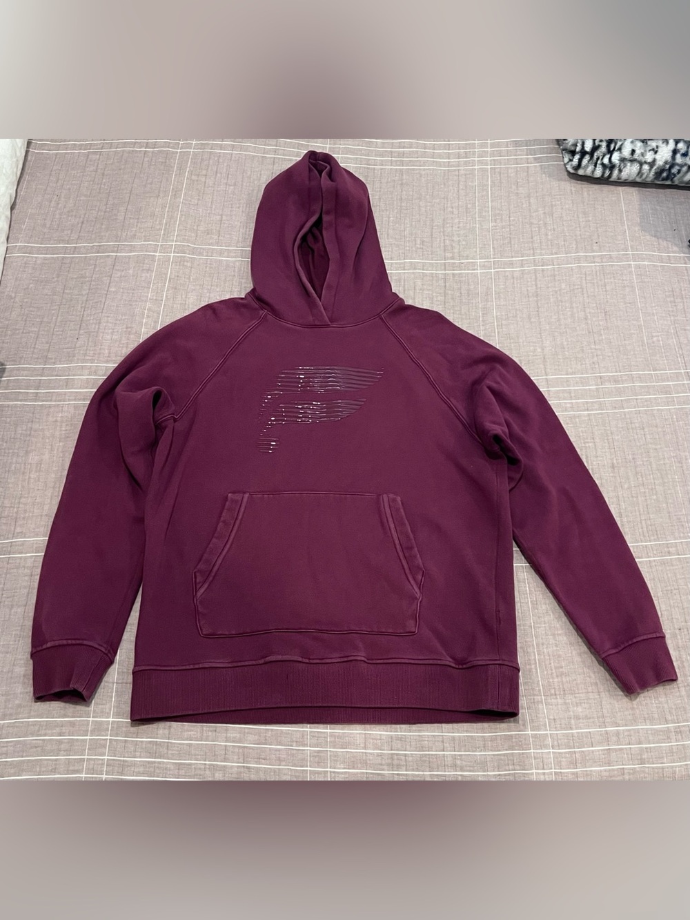 Fabletics Men's Burgundy Pullover Hoodie with Wing Emblem